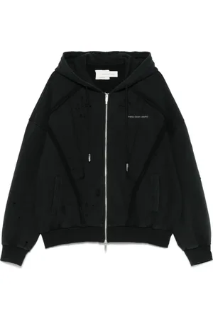 Feng Chen Wang Distressed zip-up hoodie