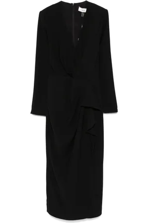 NISSA V-neck crepe midi dress
