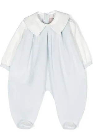 LA STUPENDERIA Two-tone pleated cotton-blend babygrow