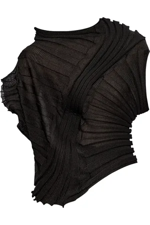 Issey Miyake Asymmetric pliss?? crop top