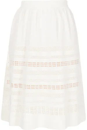 Paule Ka Perforated-detail flared skirt