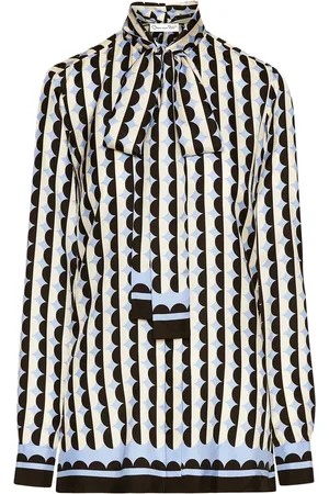 Oscar de la Renta Geometric Circle silk twill blouse