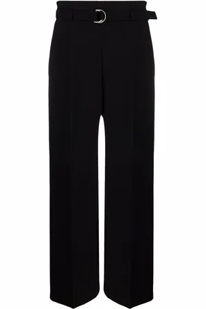 Maje Belted-waist wide-leg trousers