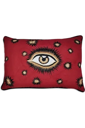 Les-Ottomans Eye-motif embroidered cushion