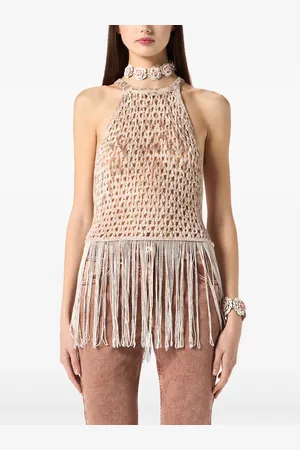 BLUMARINE Fringed knitted top