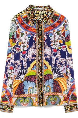 ALICE+OLIVIA Willa Shirt in multicolor silk
