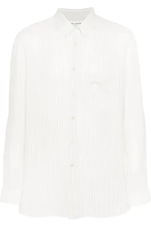 Saint Laurent Logo-embroidered striped shirt