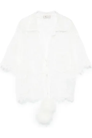 BLUMARINE Pompom-detail lace blouse