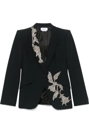 Alexander McQueen Embellished padded-shoulders blazer