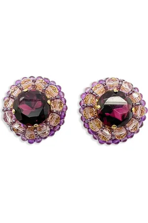 JENNIFER GIBSON JEWELLERY 1960s pre-owned Vintage Grand Amethyst Crystal clip-on earrings