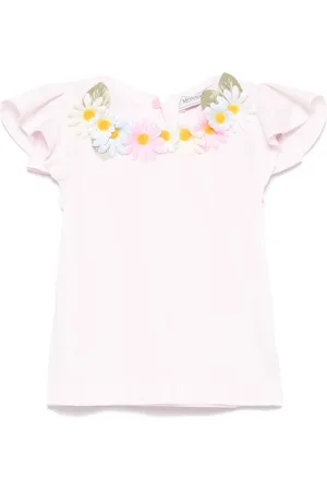 MONNALISA Floral-appliqué T-shirt