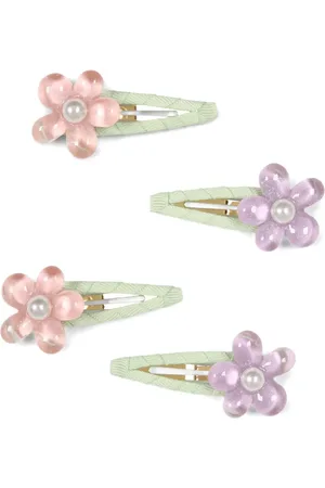 Self-Portrait Floral-appliqué hair clips (set of four)