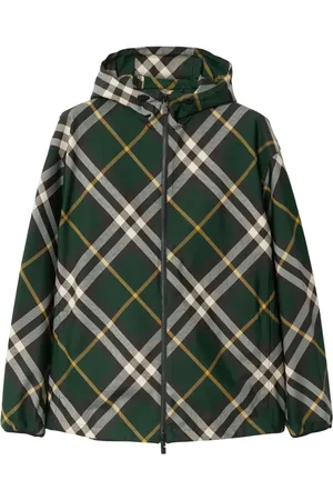 Burberry Check-pattern zipped hooded jacket