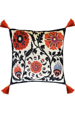 Les-Ottomans Floral-print tassel cushion (50cm x 50cm)