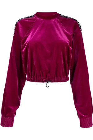 VERSACE Logo-trim velour sweatshirt