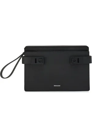 Salvatore Ferragamo Gancini-buckle leather clutch bag