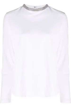 Fabiana Filippi Long-sleeved embellished-collar blouse