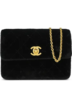 CHANEL 1997 CC turn-lock velvet shoulder bag