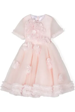 Marchesa Notte Floral-detail ruffled dress