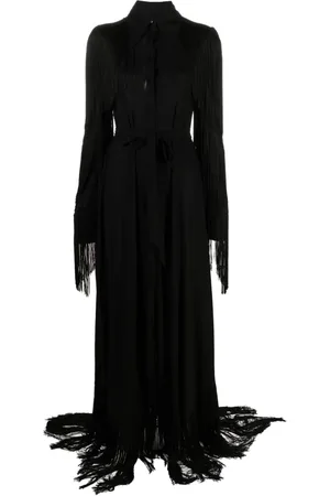 Roberto Cavalli Fringe-detail belted maxi dress