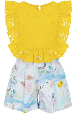 Lapin House Graphic-print cotton shorts set