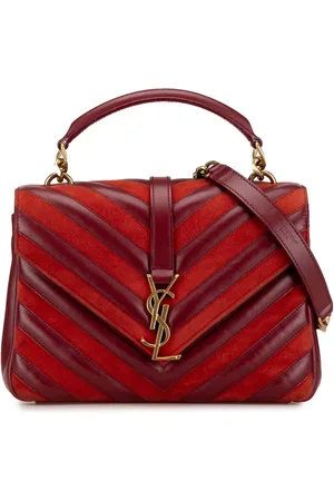 Saint Laurent 2017 Medium Calfskin and Suede Chevron Monogram College satchel