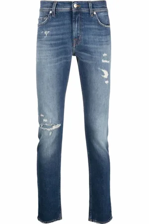7 for all Mankind Distressed slim-cut jeans