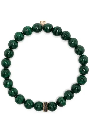 Sydney Evan 14kt yellow-gold malachite emerald beaded bracelet