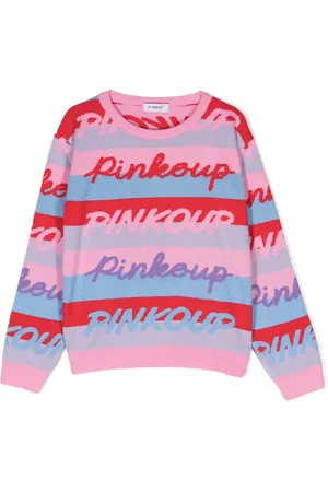Pinko Slogan-intarsia striped jumper