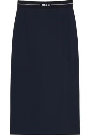 Msgm Logo-waistband midi skirt