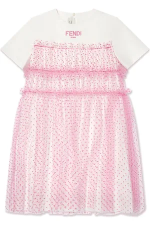 Fendi Logo-embroidered tulle-skirt T-shirt dress