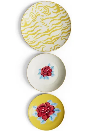 LISA CORTI Indian Tiger porcelain plates (set of three)