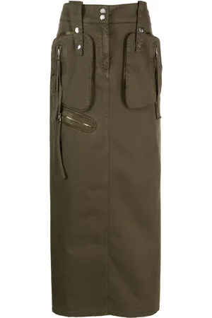 BLUMARINE Mid-rise cotton maxi skirt