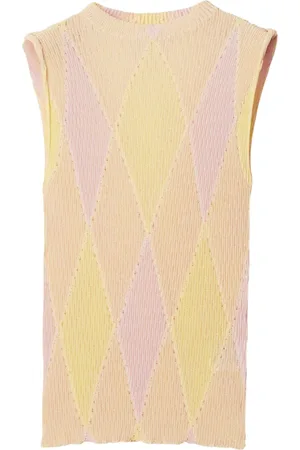 Burberry Crew-neck argyle intarsia-knit top