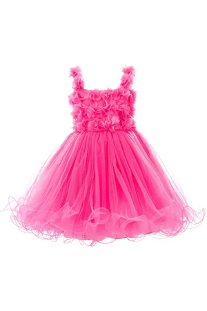 Tulleen Rose-appliqué tulle dress