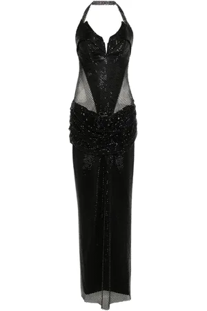 MITILIANE COUTURE Crystal-embellished mesh maxi dress