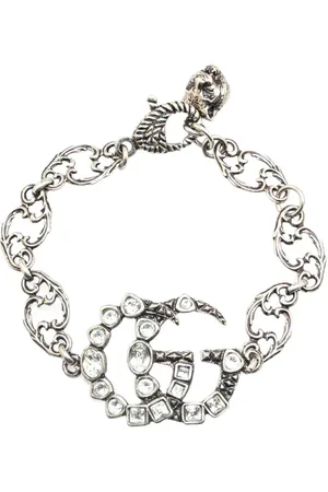 Gucci 20th Century Palladium Plated Crystal Double G Bracelet costume bracelet