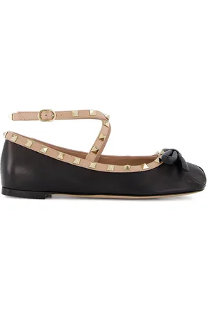 VALENTINO GARAVANI Rockstud leather ballerina shoes