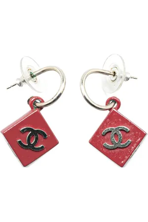 CHANEL 2004 Resin CC Hoop Push Back Earrings costume earrings
