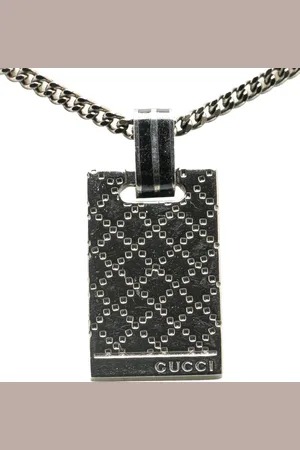 Gucci 2000-2015 Sterling Diamante Plate Pendant Necklace costume necklace