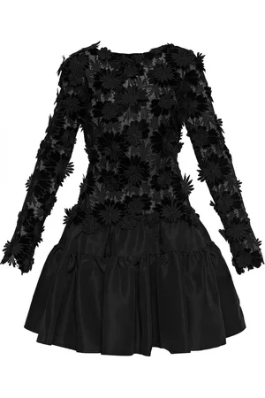 Oscar de la Renta Floral appliqu?? high-neck minidress