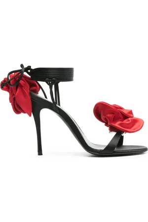 MAGDA BUTRYM 105mm floral-appliqu?? satin sandals