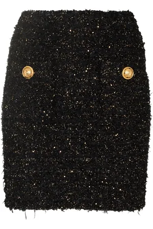 Balmain High-rise tweed miniskirt