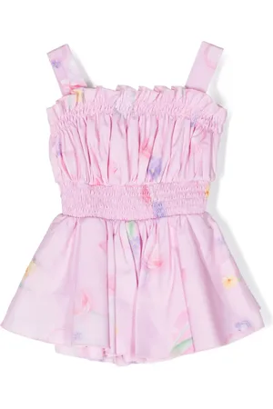 Lapin House Floral-print sleeveless cotton jumpsuit