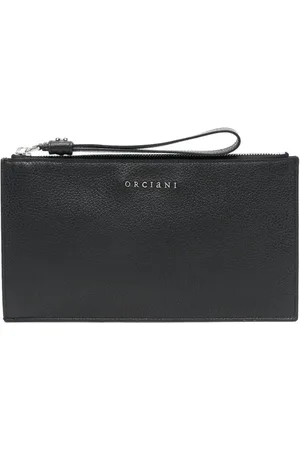 Orciani Logo-lettering leather clutch bag