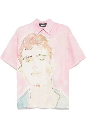 Msgm X Luke Edward Hall illustration style-print shirt