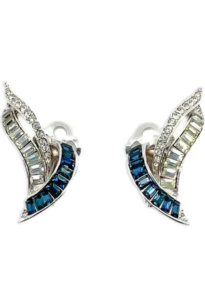 JENNIFER GIBSON JEWELLERY 1950s Paste Swoosh clip-on earrings