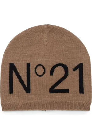 Nº21 Intarsia-knit logo beanie hat
