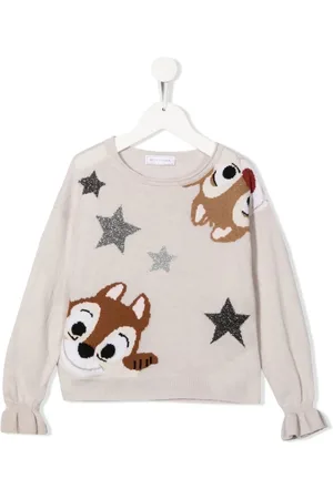 MONNALISA Embroidered crew neck jumper