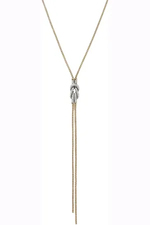 John Hardy 14K yellow love Knot Y diamond necklace